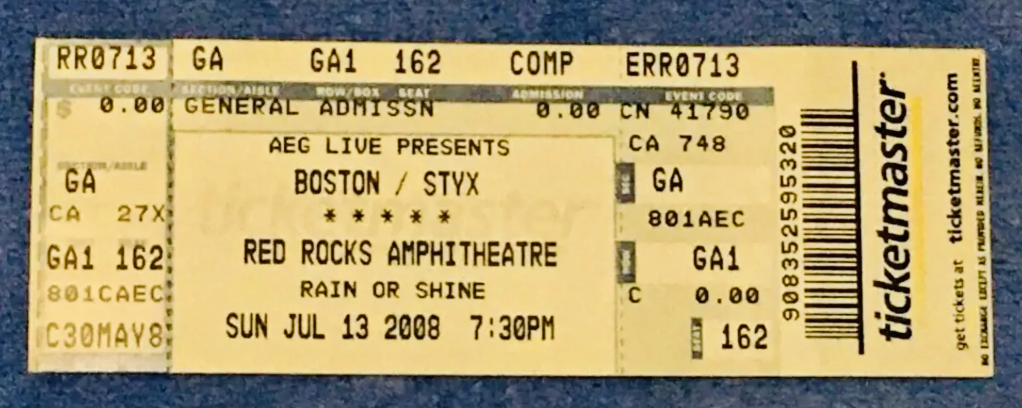 Ticket · Jul 13, 2008