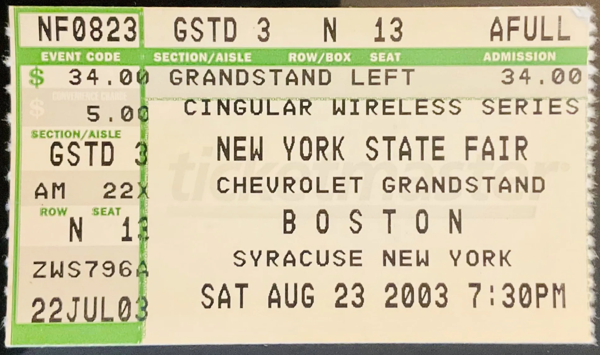 Ticket · Aug 23, 2003