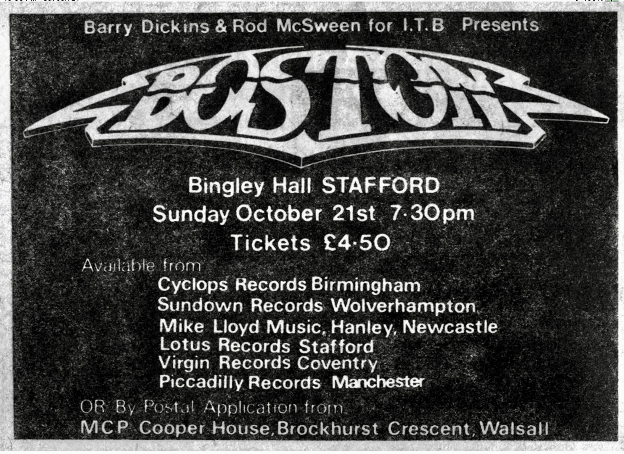 Ticket · Oct 21, 1979