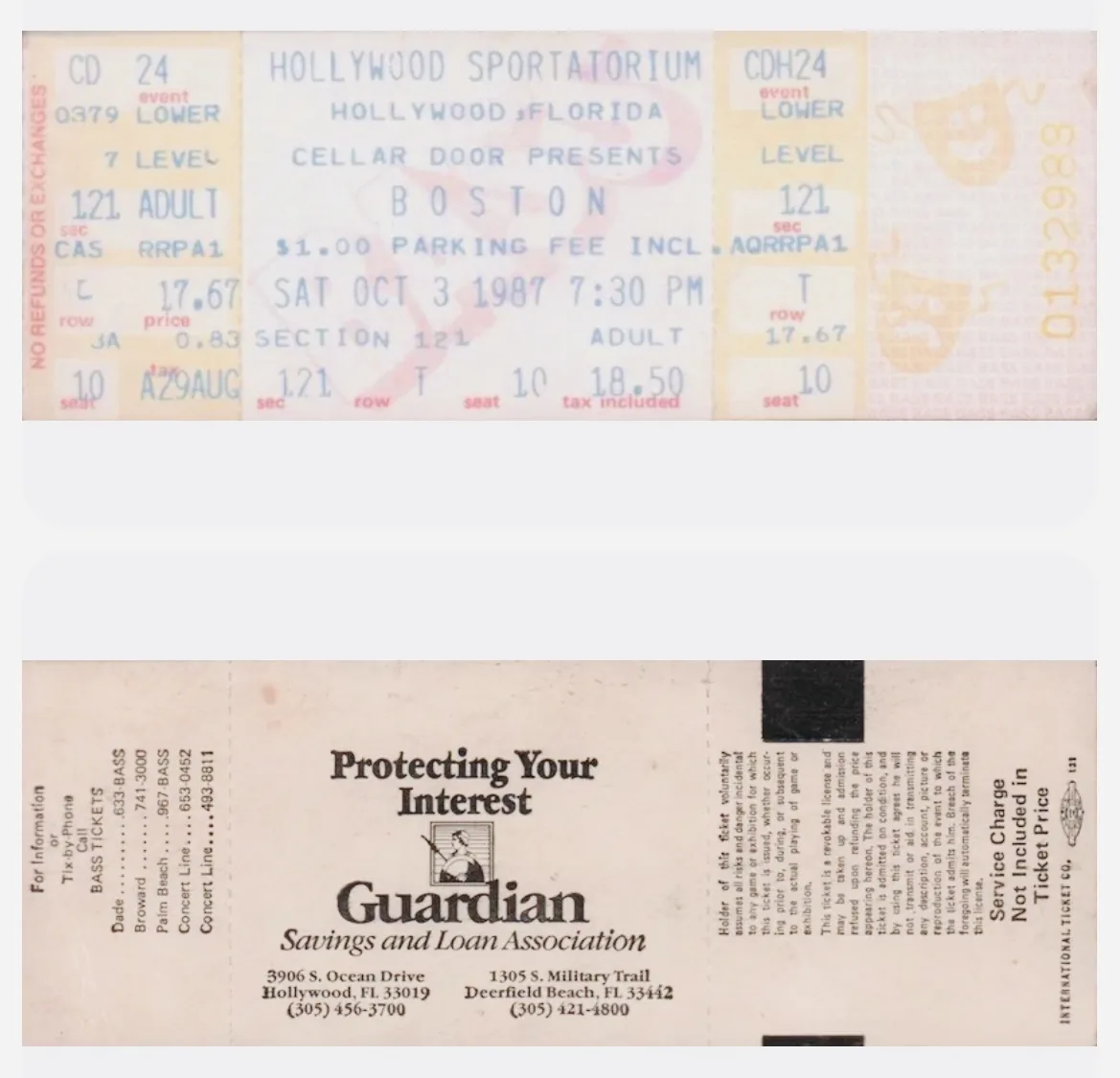 Ticket · Oct 3, 1987