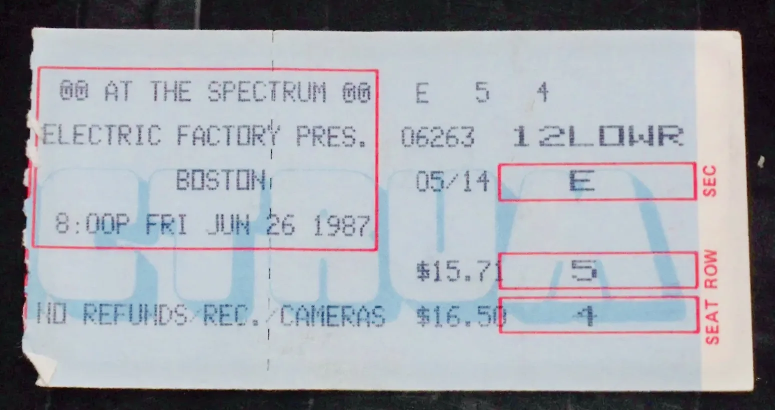 Ticket · Jun 26, 1987