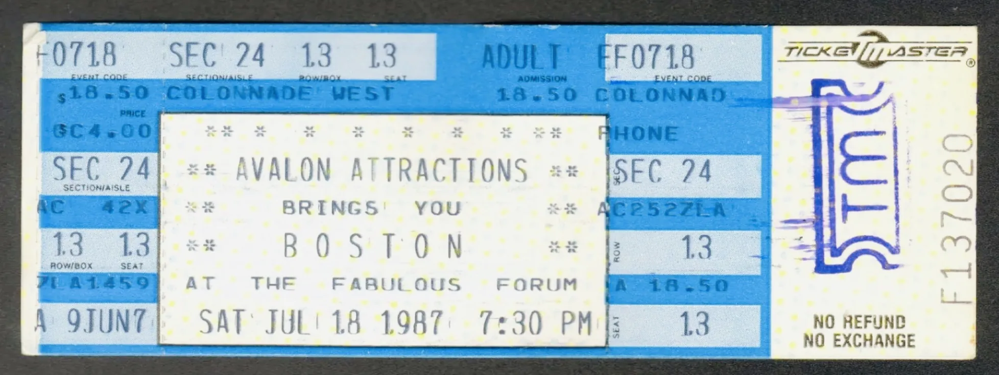 Ticket · Jul 18, 1987