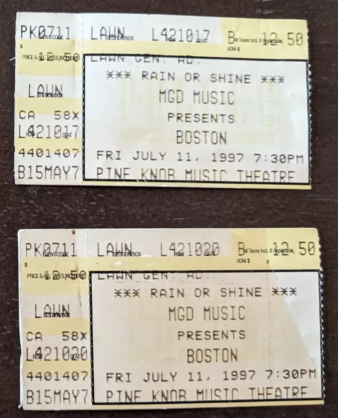 Ticket · Jul 11, 1997